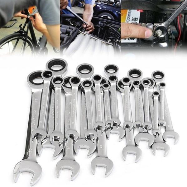 

10pcs combination mini wrench set screwdriver kit repair spanner repair tool reversible ratchet electronic hardware end metric
