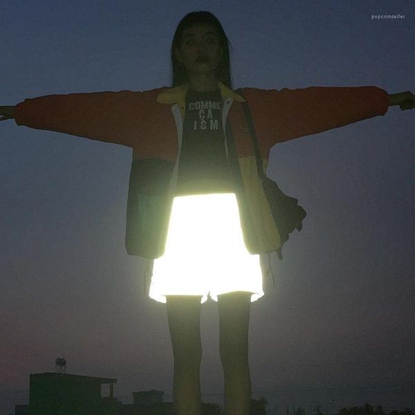 

hiphop skateboard women 3m reflective shorts summer grey casual, White;black