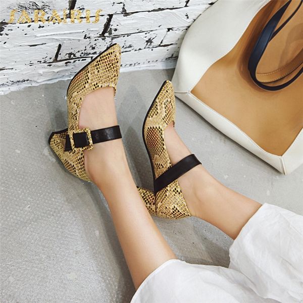 

brand plus size 34-48 pointed toe ladies high heels snake veins shoes women casual party mary janes sweet women shoes pumps, Black