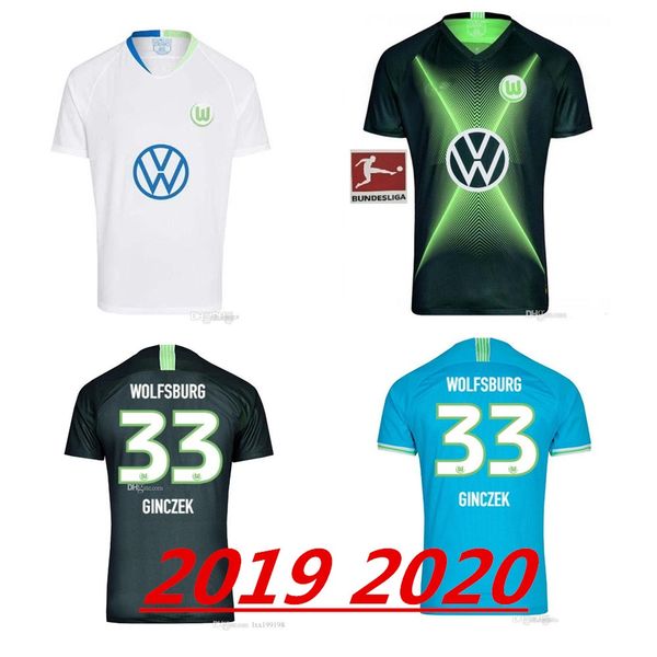 

19 20 vfl wolfsburg soccer jersey 2019 2020 home ginczek guilavogui soccer shirts away mehmedi kalus malli steffen weghorst football uniform, Black;yellow