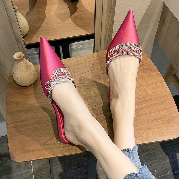 

low shoes woman 2020 female mule woman's slippers slides loafers cover toe mules soft new flat pointed fashion, Black