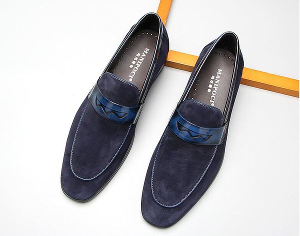 

men horsebit loafers shoes suede genuine leather business dress leather shoes british style gentleman round toes flats party shoes, Black