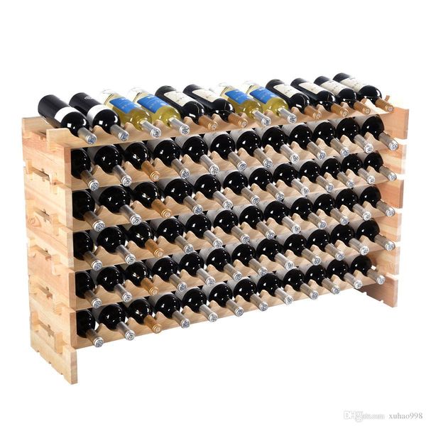 

new 72 bottle wood wine rack stackable storage 6 tier storage display shelves