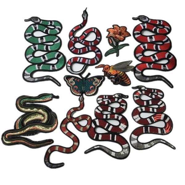 

1 piece of embroidered patch sew-on or iron-on snake appliques size as pictures show decorative accessories for dress diy, Black