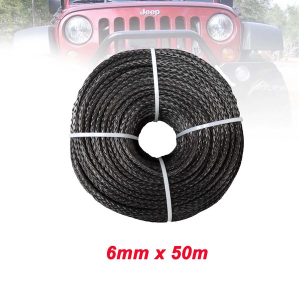 

6mm*50m synthetic winch lines uhmwpe fiber rope with sheath for atv utv car accessories ing