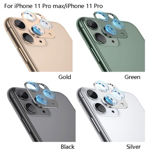 

metal camera lens ring + screen protector for iphone 11 pro max 11 film guard circle cover with retail package