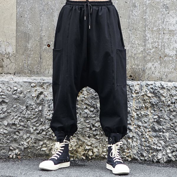 

27-46 2019 new men's clothing fashion hairdresser yamamoto loose hip-hop broad-legged casual pants plus size singer costumes, Black