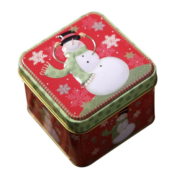 

square merry christmas candy box metal tin storage sugar tea