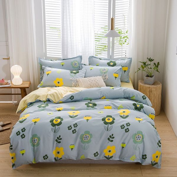 

4pcs plant flowers printed kids bed cover set nordic duvet cover adults children home decor bed sheets pillowcases bedding set