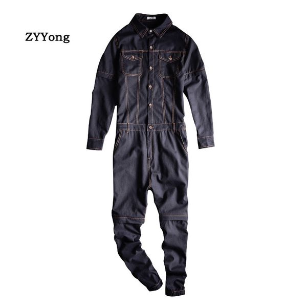 

zyyong detachable sleeve short men's denim jumpsuits two way overalls black purple fashion jeans trousers hip-hop cargo pants, Blue