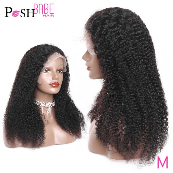 

180 density malaysian remy hair kinky curly lace front human hair wigs glueless curly human wigs pre plucked with baby, Black;brown