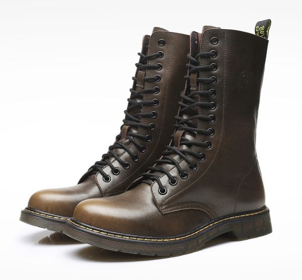 

boots for men leather men martin botas high motorcycle autumn winter lover snow shoes, Black