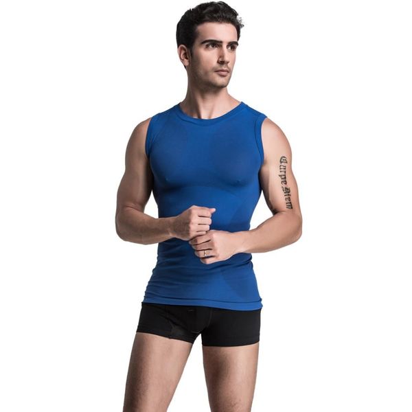 

new mens body shaper quick dry vest sleeveless men ' t -shirt men ' tank men fitness summer fashion breathable, White;black