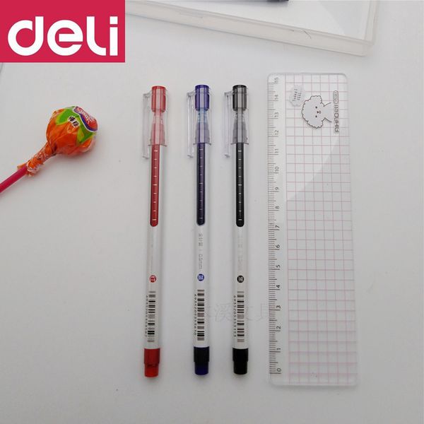 

deli large capacity gel pen 6 pcs a426 capping full needle writing pen 0.5mm student office water writing painting tools