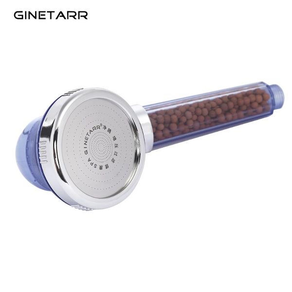 

ginetarr three mode adjustable pressure boosting water-saving shower head stainless steel transparent pc bathroom showerhead
