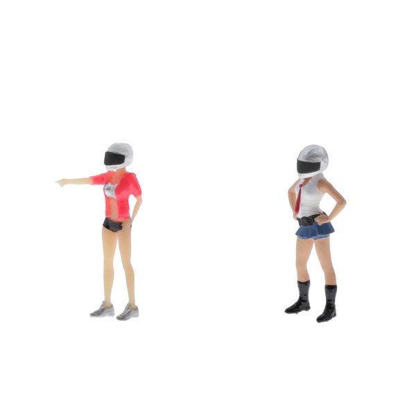 

2pcs 1:64 scene helmet girl scenario model set for children toy group