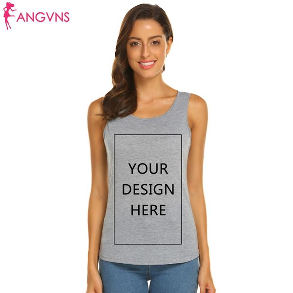 

women's tanks & camis angvns vests fashion persionalized custom shirt po text printed diy sleeveless o-neck tees, White