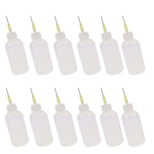 

12pcs 50ml glue applicator bottle precision needle tip liquid dropper bottles