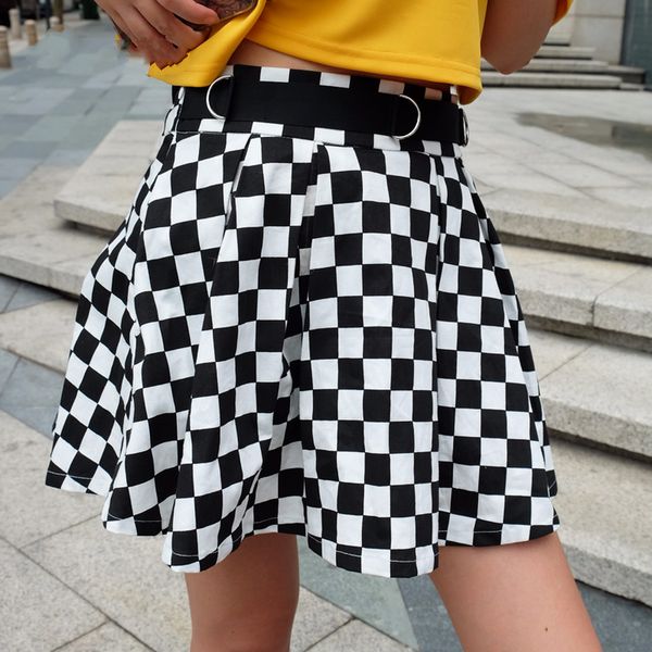 

MarchWind Brand Pleated Plaid Skirts Womens High Waisted Checkered Skirt Harajuku Dancing Korean Style Sweat Short Mini Skirts Female