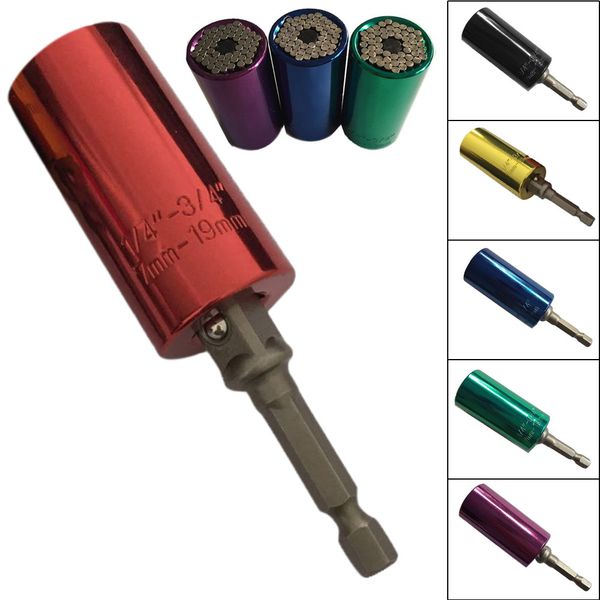 

new style 7-19mm grip multifunction wrench bushing set universal socket w/power drill adapter tool tackle set hand tools