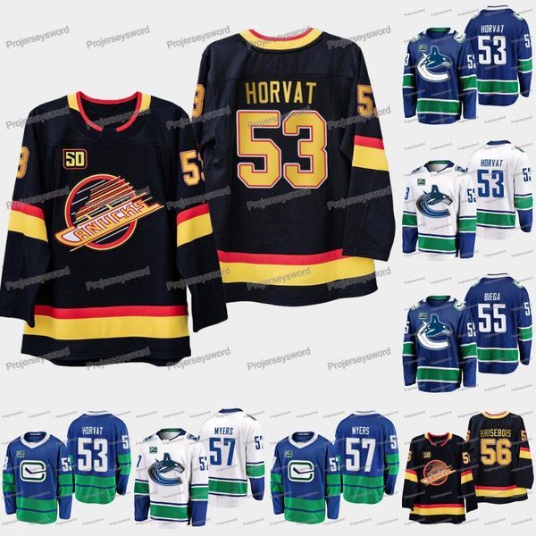 

Vancouver Canucks 50th Anniversary 53 Bo Horvat 51 Troy Stecher 55 Alex Biega 56 Guillaume Brisebois 57 Tyler Myers Mens Womens Youth Jersey