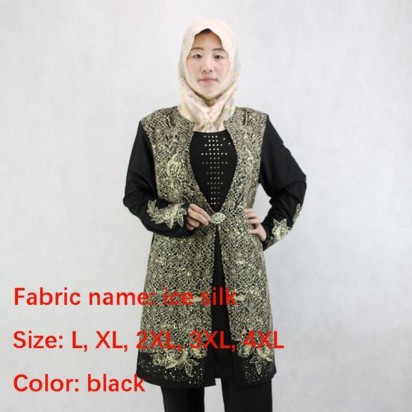 

лучшая новые длинный рукав женщины с упругой мусульманской осенью вышивки исламской одеждой, Red