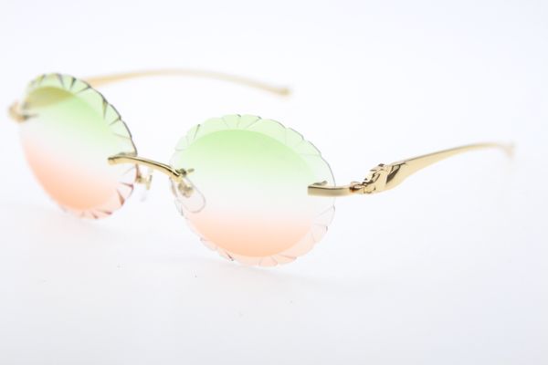 

2020 wholesale metal leopard series rimless glasses sun glasses 3524012 rimless vintage sunglasses fashion driving glasses oval new, White;black