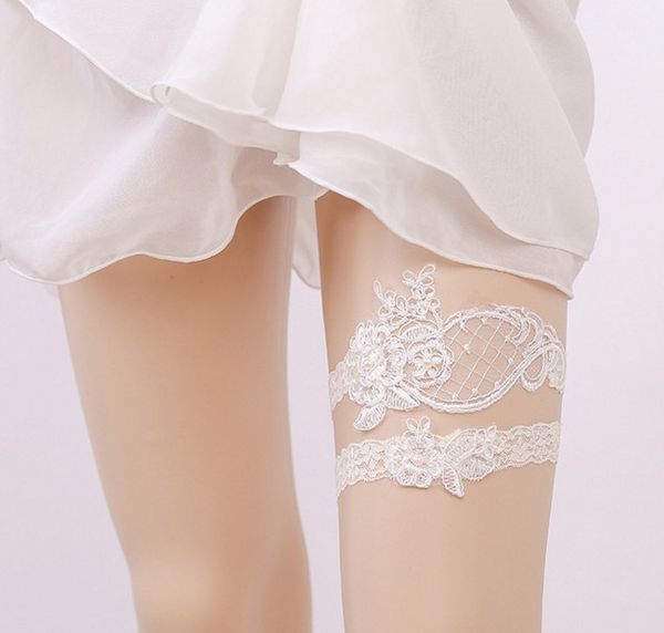 

bridal garters sell arrive lace bowknot flowers leg ring wedding garters, White