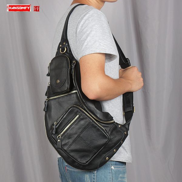 

new large-capacity leather men chest bag male multi-functional practical durable suede leather casual messenger shoulder bags