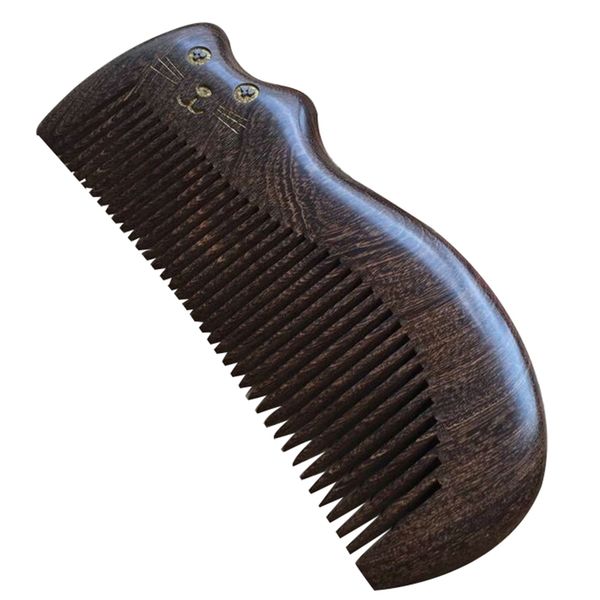

cartoon massage 100% natural hand golden sandalwood comb healthy hair care comb pocket combs, Golden;white