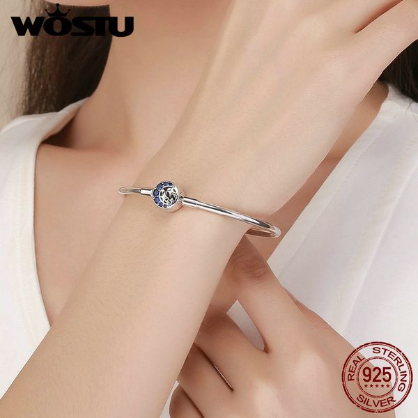 

wostu аутентичные ювелирные изделия стерлингового серебра 925 moon stars blue sky браслет для женщин оригинал моды lover подарков fib080, Golden;silver