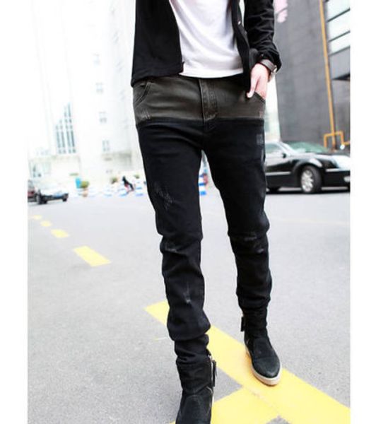

Hot Mens Jeans Skinny Straight Fit Pencil Pants Feet Trousers Fashion Korean