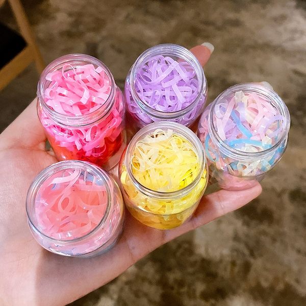 

canned disposable rubber band rope high elasticity small rubber band black headdress hair accessories girls' hair rope, Slivery;white