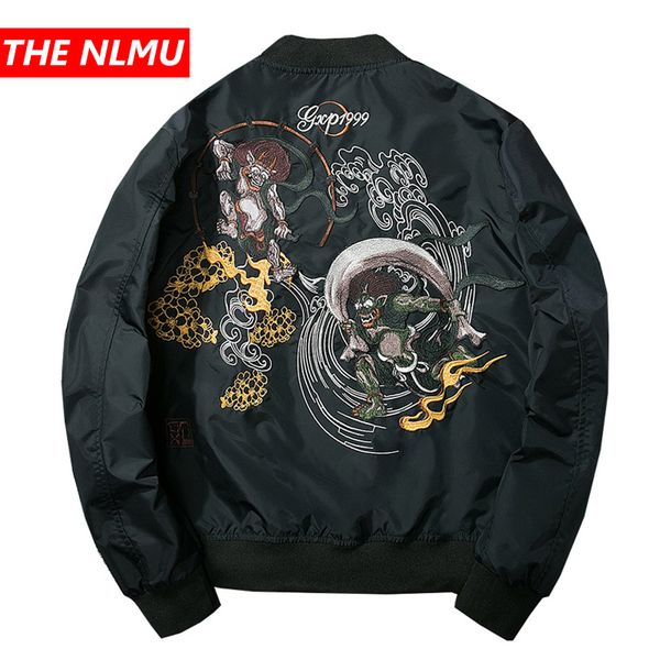 

winter black bomber jacket men embroidery hip hop thick jacket coat harajuku streetwear mens fashion casual clothes we331, Black;brown