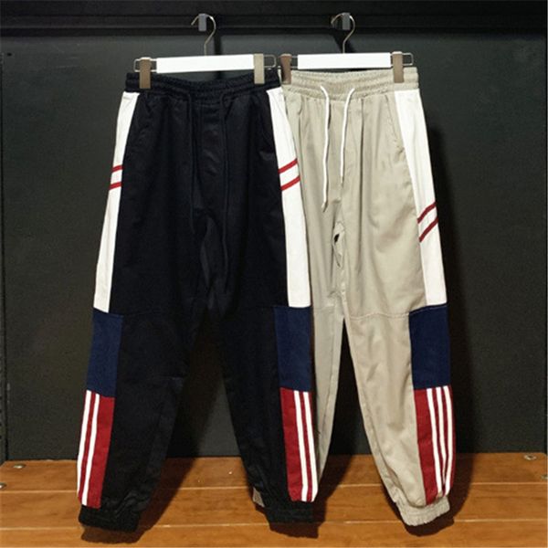

mens designer new joggers casual trousers hip-hop pants fashion brand sweatpants stripes panalled pencil jogger pants plus 8color k54, Black