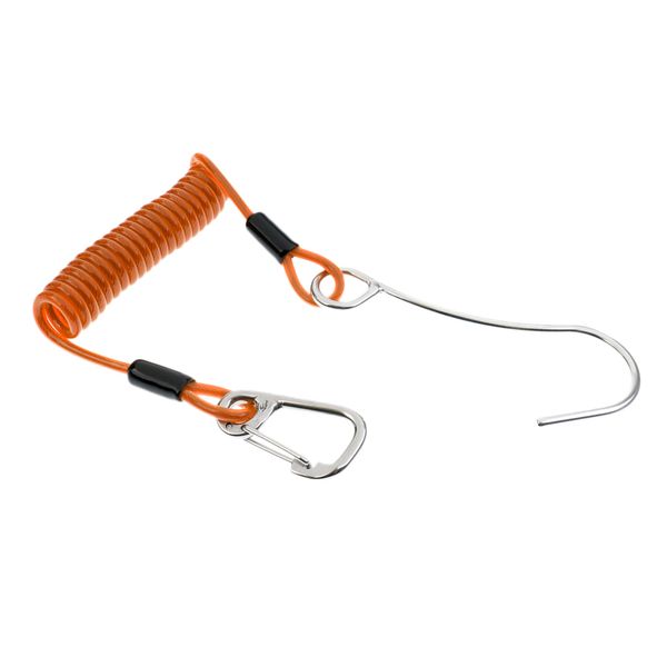

underwater sports scuba diving single stainless steel reef drift hook & spiral coil lanyard + snap clip for cave dive - choice of color