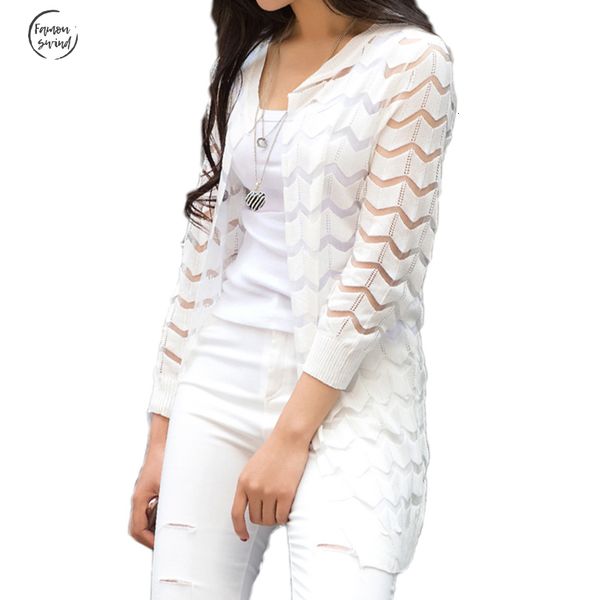 

повседневный свитер лето выдалбливают бич прохладный cardigans весна женщины длинные вязаные rebecas mujer новые вязания femme женские топы, White;black