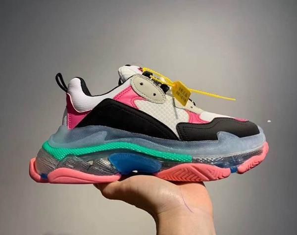 

new triple s sneakers green crystal cushion bottom men women triple-s fashion paris kanye 17fw dad designer trainers shoes size 36-45 d09, Black