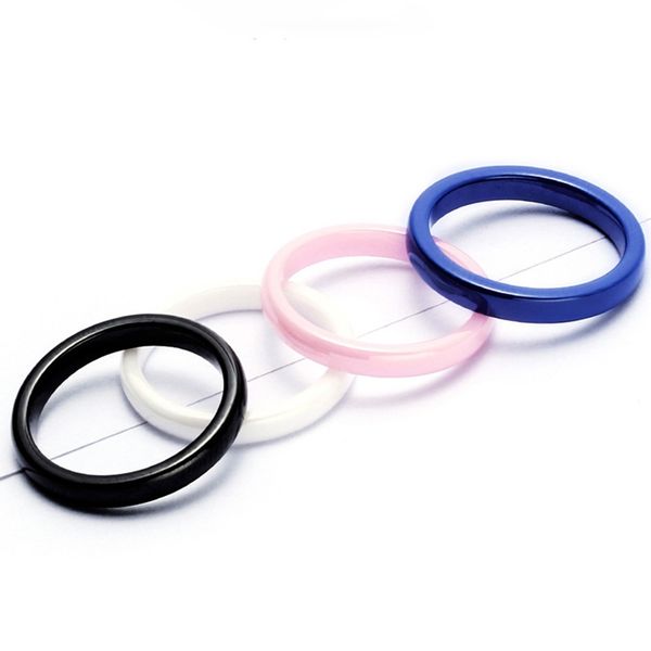 

fahion 3mm light pink black white blue beautiful smooth ceramic ring for women modern wedding ring jewelry gifts, Slivery;golden