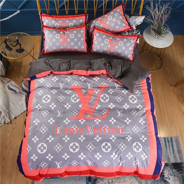 2020 Full Flower Red Stripe Duvet Cover Simple Bedroom Adornment