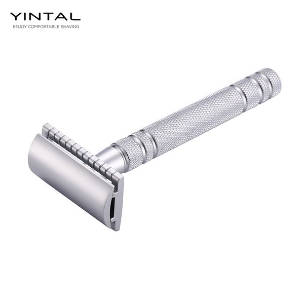

yintal 1 razor matte silver classic safety razor for shaving men quality brass copper handle double edge manual razors