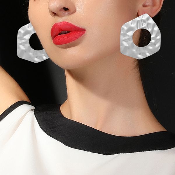 

geometric hollow women girl alloy earring ear decoration ear loop jewelry birthday gifts, Silver