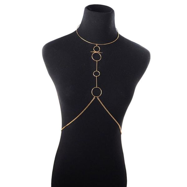 

ladies beach chest chain bikini body gold color hollow out body chains for women jewelry necklace gift, Slivery;golden