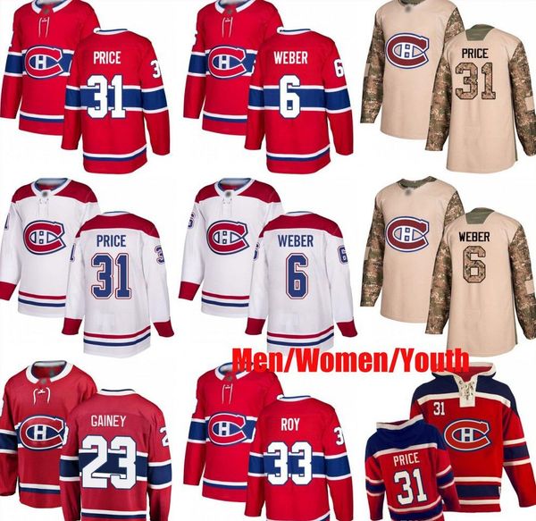 

custom montreal canadiens 6 shea weber 33 patrick roy 31 carey price 6 shea weber 92 jonathan drouin usa flag hockey men women youth jerseys, Black;red