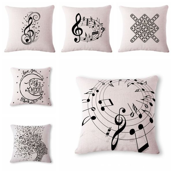 

note and moon pattern cotton flax pillow back cushion