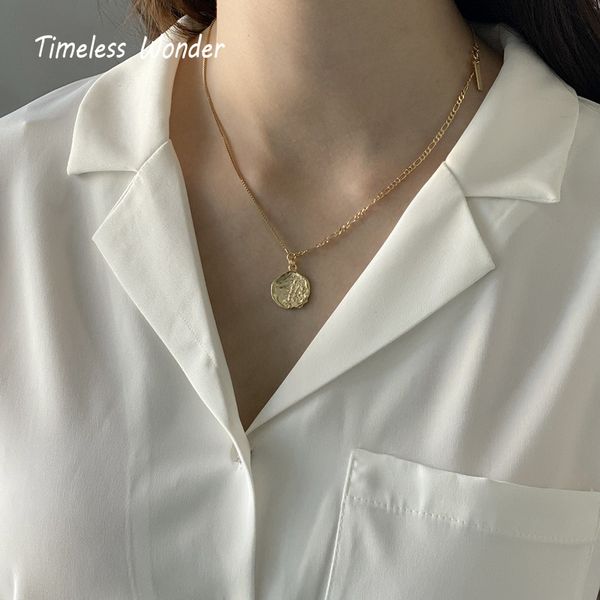 

timeless wonder 925 silver нерегулярное geo цепи choker ожерелье женщин ювелирные изделия boho punk gothic модные ins kpop новый 2332, Golden;silver