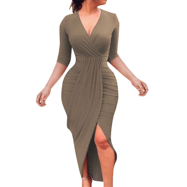 

plus size summer party dress women 2019 v-neck bandage bodycon casual half sleeve woman dress elegant evening vestidos, Black;gray