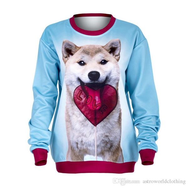 

3d printed deisigner womens sweatshirts o neck long sleeve dogs and love printed ladies hoodies fashion female apparel, Black