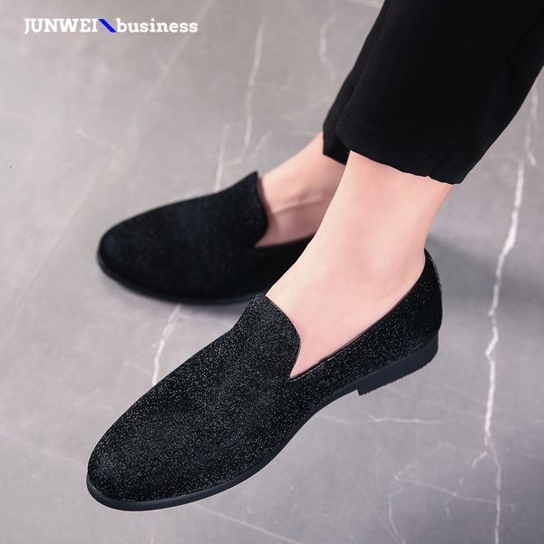 

formal wedding partyu business dress slip on moccasins men loafers pointy club shoes a4, Black