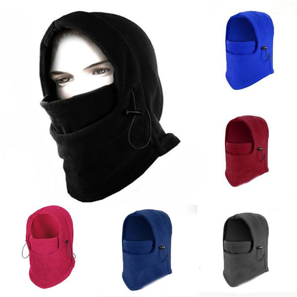 

2019 brand new warm winter women men hooded balaclava hat windproof fleece hat solid ski face mask cap for cold weather